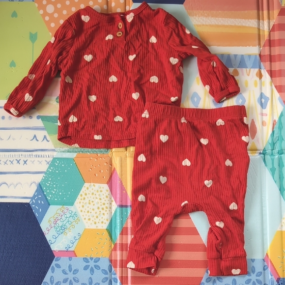 Cat & Jack Heart Print Ribbed Matching Set - Picture 1 of 1